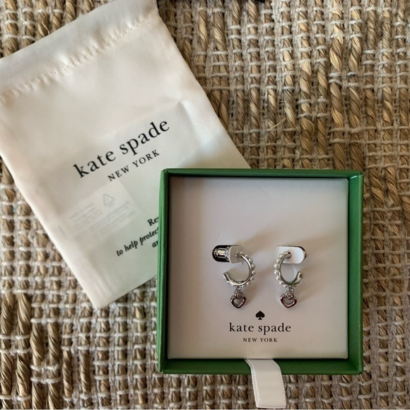 kate spade Jewelry - Kate Spade Silver Heart Earrings NWT